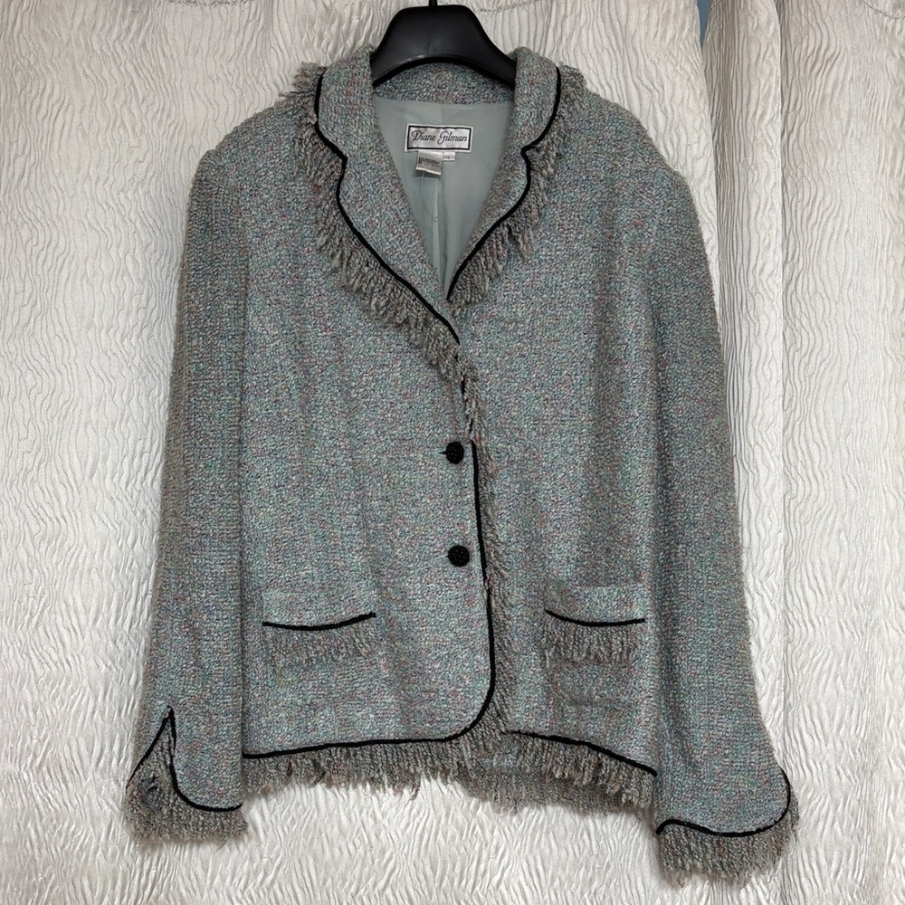 Diane Gilman Multicolor Blazer with Black Trim- Size Large